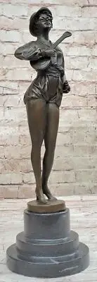 Signed Milo Art Bronze Sculpture Statue Guitar Player Music Figurine Artwork