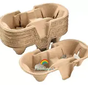 2 Cup Drink Cup Carrier, Cup Holder, Cup Carry Tray Biodegradable Pulp 600 Count