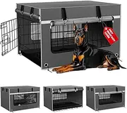 Bethshaya 42 Inch Wire Dog Crate Cover, 42''L×28''W×30''H, Super Heavy-Duty Fabric. Adjustable Ventilation and Lighting to Keep Pets Relaxed, Protecting Their Cozy Nest, Gray