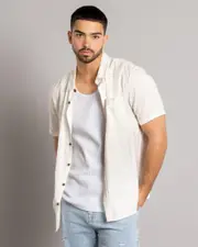 [Skylark] Skylark Men's Tension Short Sleeve Shirt in Off White Size Small S Off White