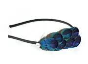 Peacock Feather Headband Crown Headpiece Fascinator Headdress 1920s Blue 1