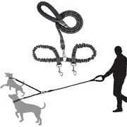 Comfortable Dual Dog Leash Tangle Free with Shock Absorbing Bungee Reflective 2 Dog Leashes for Large Medium Small Dogs