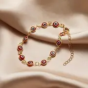 [KhuWan] Handmade Lucky Evil Eye Bracelet Colored Beaded for Women Men Lovers Pink Japan Korea Accessories Jewelry Gifts