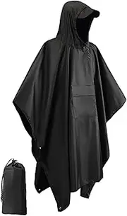 [Colaxi] Hooded Rain Poncho Adults Poncho Rain Cape Waterproof Pullover Cloak Raincoat Jacket for Adults Hiking Camping Sporting Event