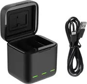 TELESIN 3-Slot USB Battery Charger/Battery Storage Box for GoPro HERO13 batteries