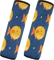 Car Seat Belt Pads Set of 2 Breathable Car Seatbelt Shoulder Cover Baby Seat Shoulder Strap Cover Car Accessories for Women Men Kids M Cartoon Hawaiian Fish Pattern