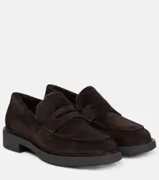 [Gianvito Rossi] Gianvito Rossi Harris shearling-lined suede loafers AU 7 beige
