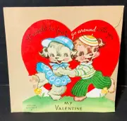 VTG Valentine Card UNUSED Puppy Couple “It Would Be Fun To Go Around With You”