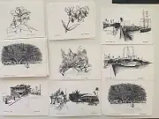 VTG Aloha Various 6 Note Cards + 6 Postcards by DEAN KRUGER Hawaiian Theme