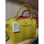 LONGCHAMP PLIAGE CUIR 黃色 檸檬黃 JAUNE S號 小羊皮 手提/肩揹包 法國製 正品 現貨