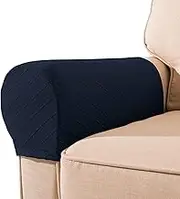 Stretch Armrest Covers Armchair Slipcovers, Waterproof Polyester Sofa Armrest Covers,Washable Armchair Slipcover Arm Cover Furniture Protector for Sofa Chair Recliner 2pcs,Navy Blue