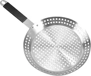 Kruvad Non-Stick BBQ Grilling Skillet Pan with Holes – Removable Handle Frying Pan for Camping, French Fries, Fraying, and Grill Topper – Barbecue Wok Pan