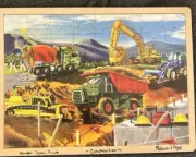 NEW MELISSA & DOUG WOODEN JIGSAW PUZZLE 48 PIECE Construction PUZZLE 15” X 11.5