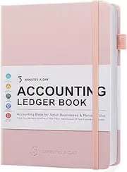 Accounting Ledger Book – Accounting Book for Small Businesses & Personal Use – Columnar Account Book Ledger Books for Bookkeeping, Tracking Money, Expenses, Deposits & Balance – 5.8x8.5″ (Pink)