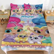 v2541 Bed Sheets Bedding Shimmer And Shine Cartoon Bedding Sets Ultra Soft Skin-Friendly Duvet Cover 3 Piece, Cute Comforter Cover Bed Set for Boys G