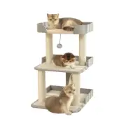 Durable Cat Scratching Post with Bed, Multi-Level 27.56in Cat Tree with Scrat...