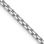 14K White Gold 18 inch 2.45mm Semi-Solid Round Box with Lobster Clasp Chain Necklace