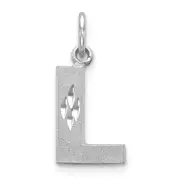 14K White Gold 14Kw Satin Diamond-Cut Letter L Initial Charm