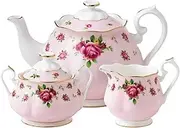 Royal Albert New Country Roses Pink 3-Piece Set (Teapot, Sugar & Creamer)