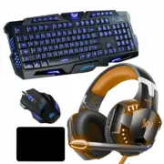 Gaming Gamer Wired 3 Color LED Backlight Keyboard Mouse And Headphones Headset