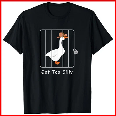 Funny Silly Goose Lover Mugshot - Got Too Silly Black Cotton T-Shirt S-5XL