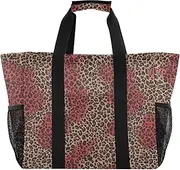 [sanluoli] Totes Collapsable Beach Totes Bags Waterproof with Handles Cars Tote Bag, Leopard Skin Print Crimson, 1 size