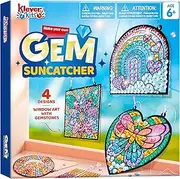 Klever Kits Window Art Making Kits Suncatcher 4Pcs, Gem Painting Kits, Suncatcher Art and Crafts for Kids 5 6 + Years