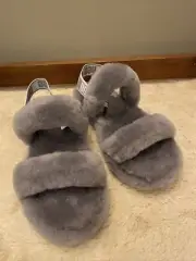 NIB - UGG BIG KIDS SOFT AMETHYST OH YEAH SLIDE SHEEPSKIN SANDALS - Size 6