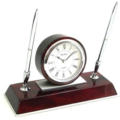 Bey-Berk International CM681 Dresden Lacquered Quartz Desk Clock with Chrome ...