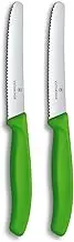 Victorinox 2-Piece Wavy Edge Steak and Tomato Knife, Round Tip, Green, 6.7836.L114B