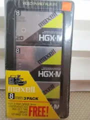 3x Maxell HGX-M 120 min 8mm Metal Particle Video Cassette Tape NEW with case @@