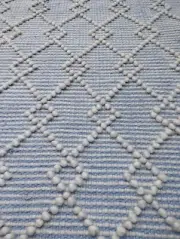 Handwoven Chunky Wool Boho Blue Rug Scandinavian Modern Design Large Area Rug