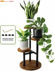 3 Tier Plant Stand,Tall Metal Wood Plant Shelf Holder for Indoor Plants, Corner