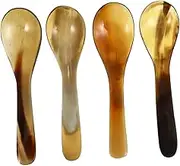 UTHCLO 4Pcs Ox Horn Coffee Spoons Creative Dessert Stirring Scoops for Ice Cake and Soup Design Present Choice for Friends