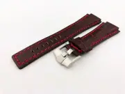 26mm Black with Red Stitches Genuine Leather Strap fit Audemars Piguet Watch