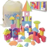 MOBU Soft Building Blocks Toys 50 Pieces Creative Safe Bright Color EVA Foam Brick Set Educational DIY Foam Building Blocks For Toddlers Babies& Kids
