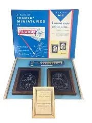 Vintage Paint By Numbers Plaque Craft 3-D Pair Framed Miniatures Tintypes