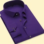 Men's Dress Shirt Non Iron Shirt Collared Shirt Button Up Shirt Plain Wedding Party Black Navy Blue Purple Gray Long Sleeve Collar Spring Fall Clothing Appar