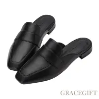 在飛比找Yahoo奇摩購物中心優惠-【Grace Gift】素面百搭低跟穆勒鞋 黑