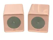 New Old Stock Pair of Philips MCM108C Pink Cuber Shelf Speakers 8ohm Silver Mesh