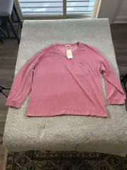KIRUNDO Sweater Womens XL Rosy Pink/ Dusty Rose Long Sleeve