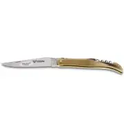 Laguiole en Aubrac Folding Knife, Solid Horn Handle with Corkscrew, 4.75-in