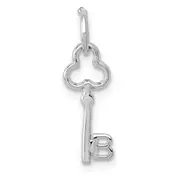 14K White Gold Key Letter B Initial Charm