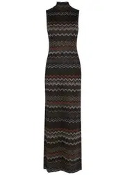 Missoni Zigzag-intarsia Metallic Fine-knit Maxi Dress - Black - 44 (UK12 / M) 44 (UK12 / M)
