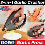 3 IN 1 Garlic Press Crusher Squeezer Kitchen Meat Hammer Masher vegetable Peeler
