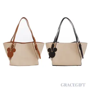[Grace Gift] 迪士尼米奇款吊飾帆布托特包