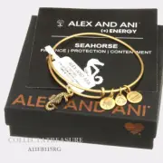 Authentic Alex and Ani Seahorse Rafaelian Gold Charm Bangle