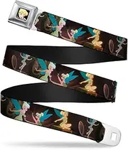 [Buckle-Down] Seatbelt Belt - Tinker Bell Poses Browns - 1.0" Wide - 20-36 Inches in Length