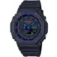 【CASIO 卡西歐】G-SHOCK 八角錶殼耐衝擊運動雙顯腕錶/黑x藍指針(GA-2100VB-1A)