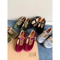 在飛比找ETMall東森購物網優惠-韓國童鞋新款金絲絨舞蹈鞋女童軟底新年紅色小皮鞋復古瑪麗珍單鞋